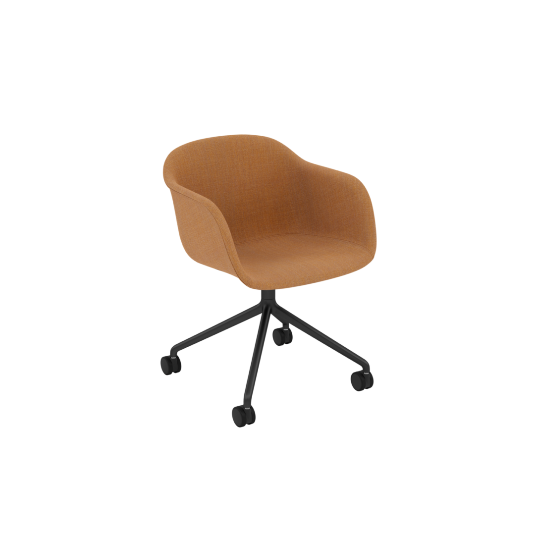 Fiber Armchair - Swivel Base with Castors, Upholstered