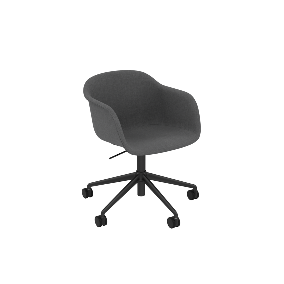 Fiber Armchair - Gas Lift Castors Base, Upholstered