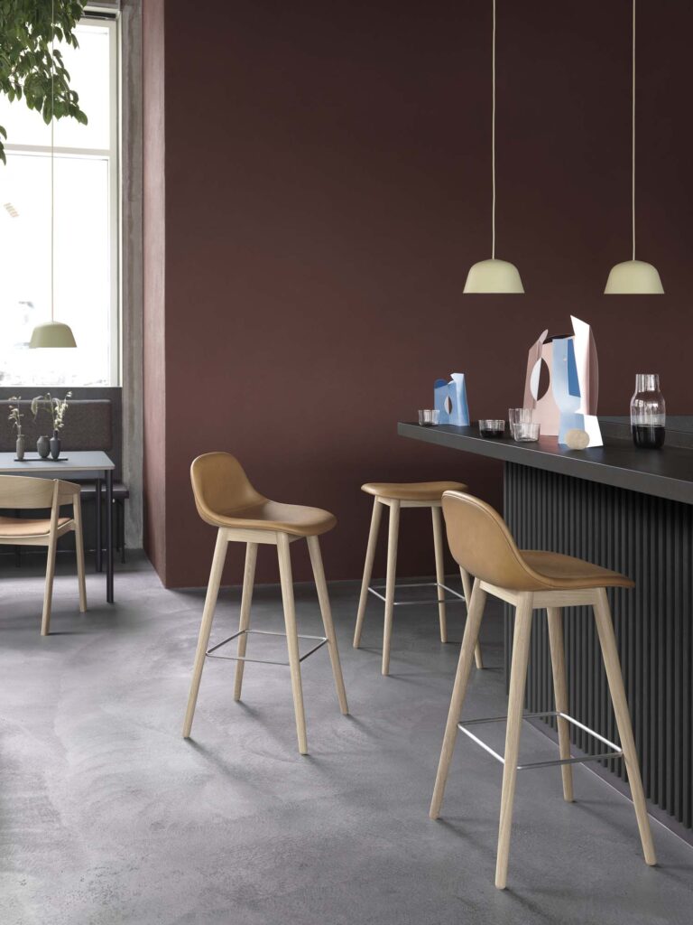 Fiber Counter Fiber Counter Stool 65cm, Wood Base with Backrest - Estilo | Furniture