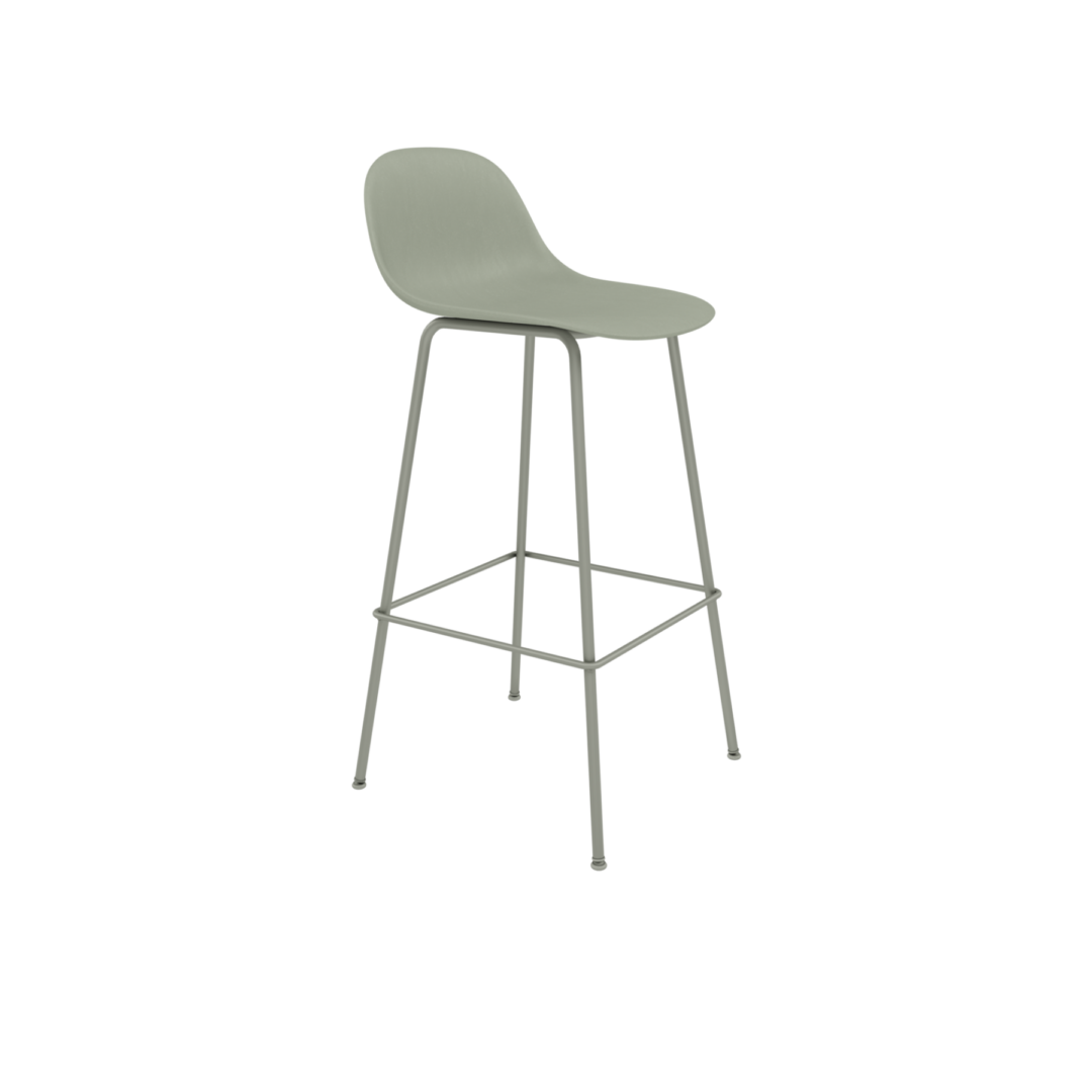 Fiber Bar Stool 75cm, Tube Base with Backrest Image