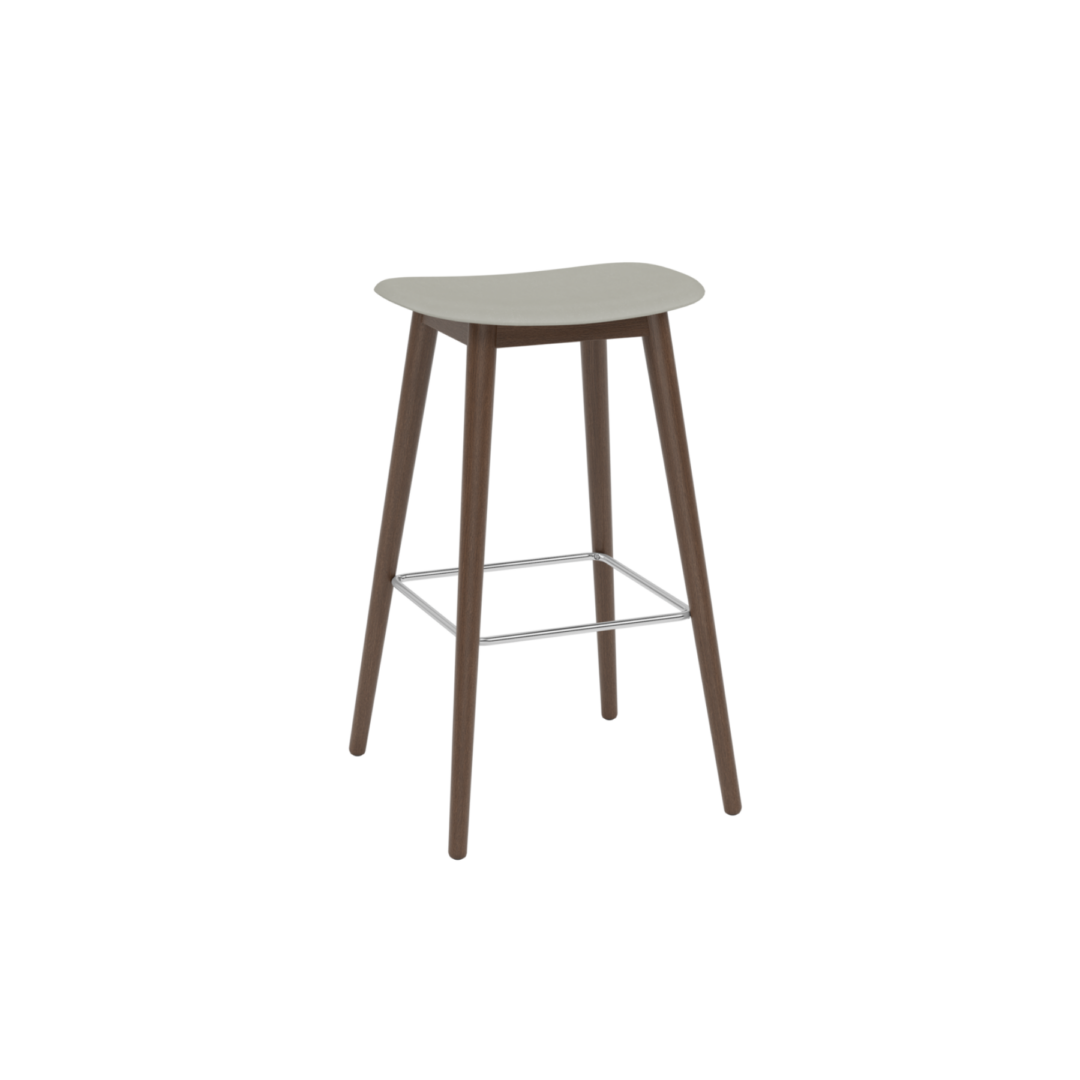 Fiber Bar Stool 75cm, Wood Base