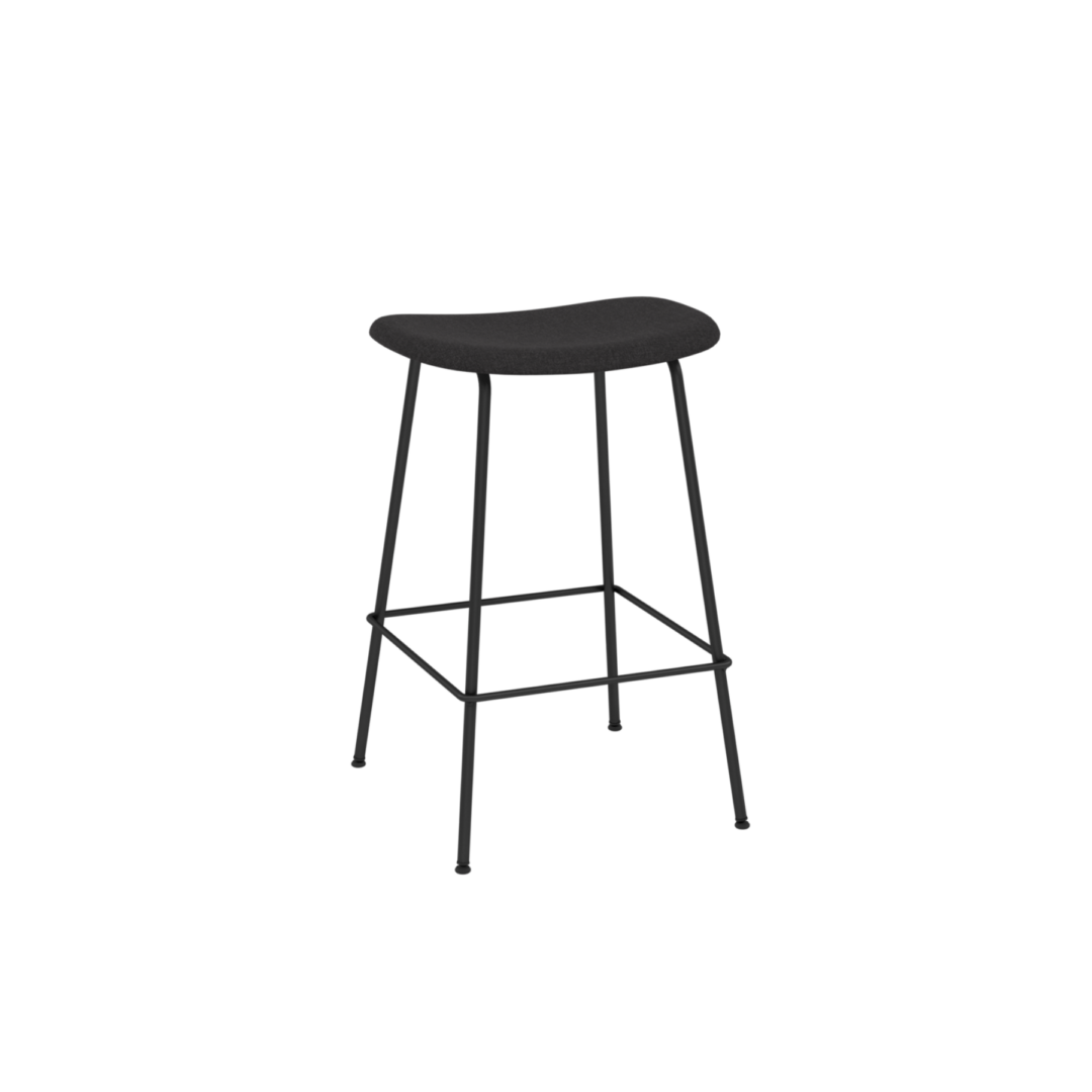 Fiber Counter Stool 65cm, Tube Base, Upholstered