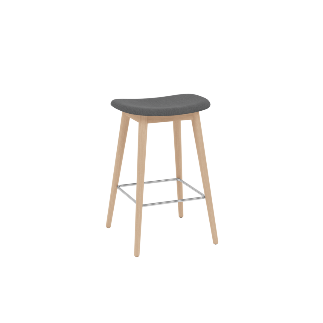 Fiber Counter Stool 65cm, Wood Base, Upholstered
