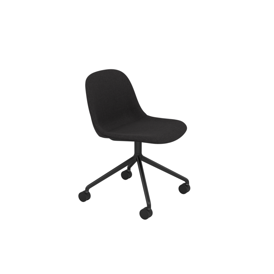 Fiber Side Chair - Swivel Base with Castors,  Upholstered