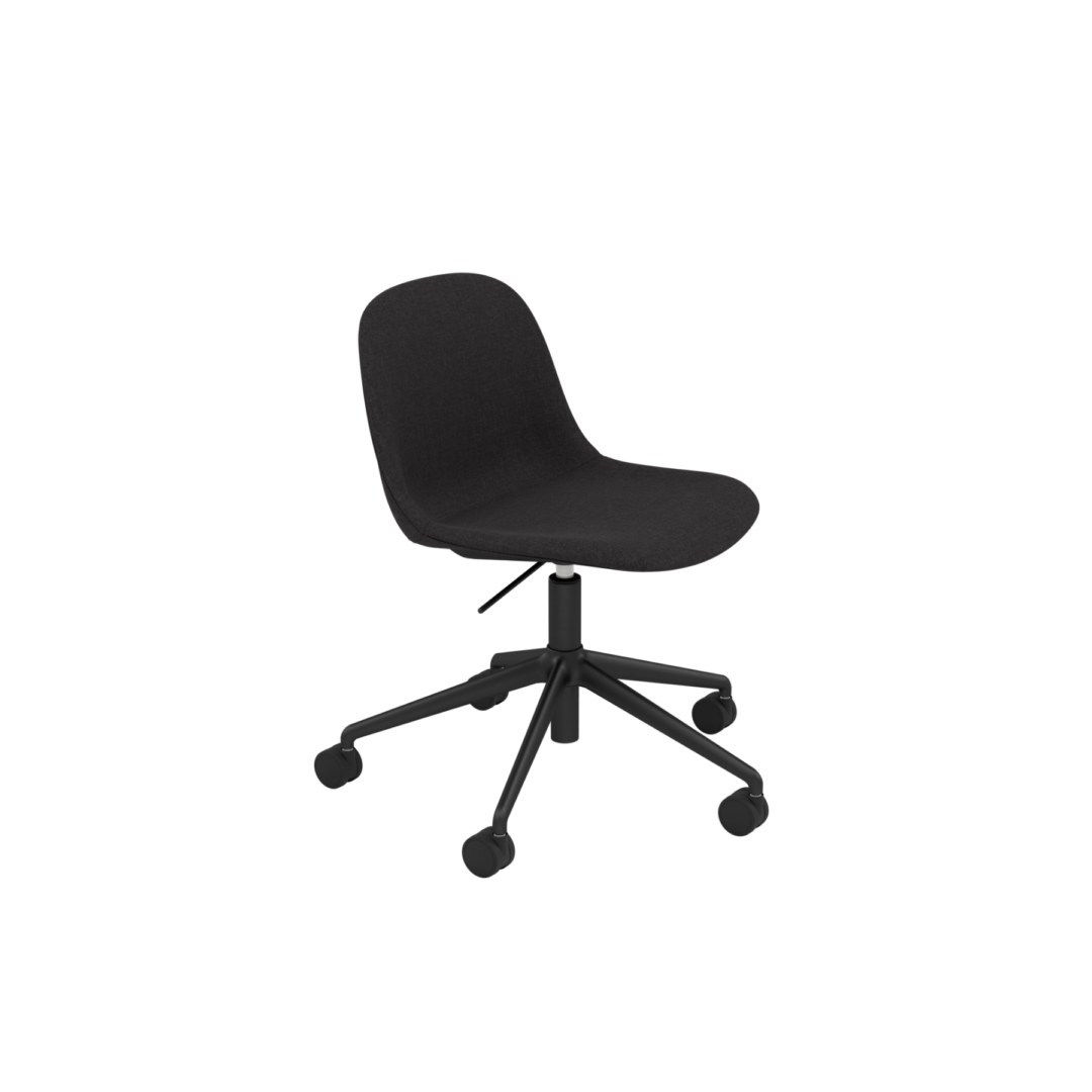 Fiber Side Chair - Swivel Base with Gas Lift and Castors, Upholstered