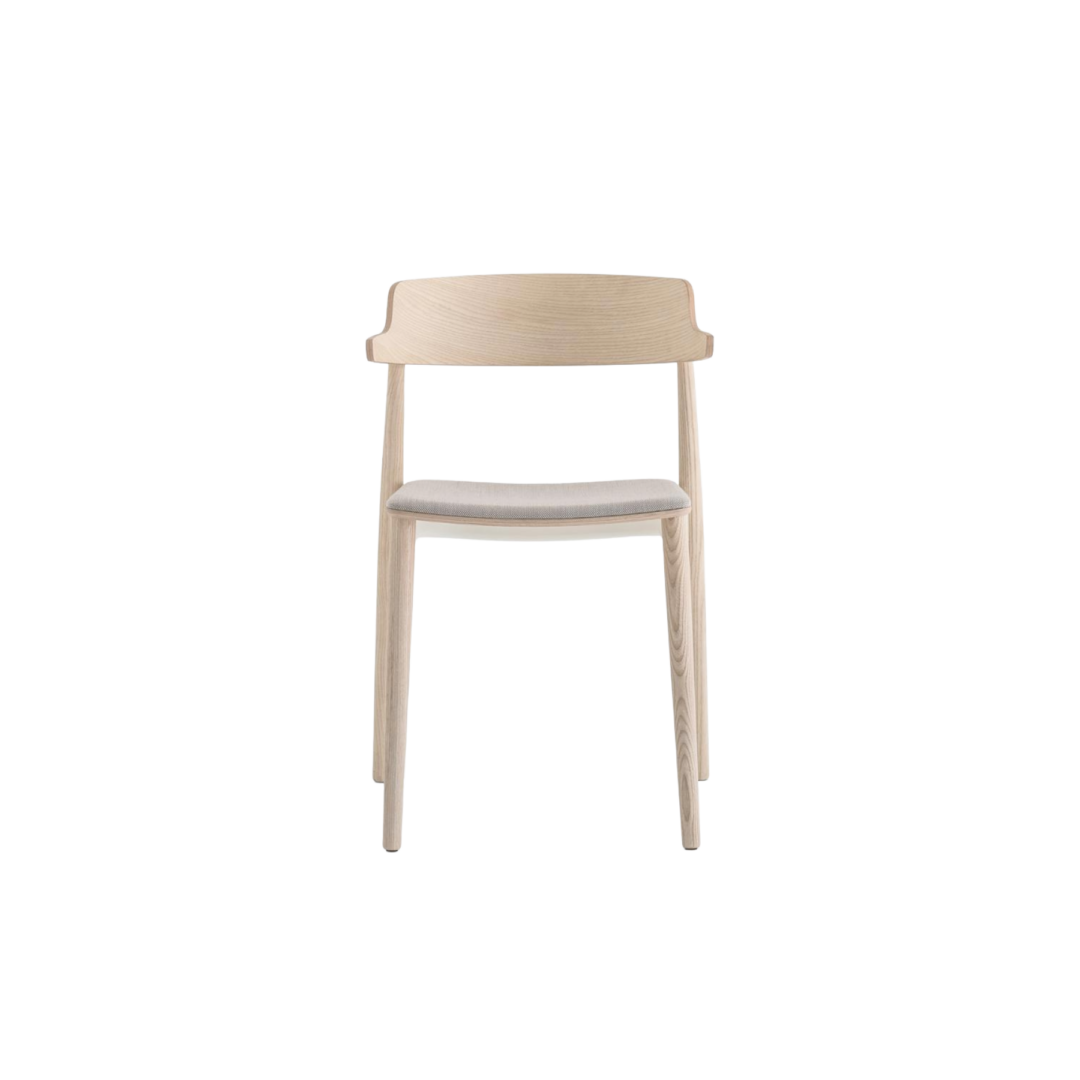 Nemea Ash 4 Leg Armchair with Upholstered Seat Pad