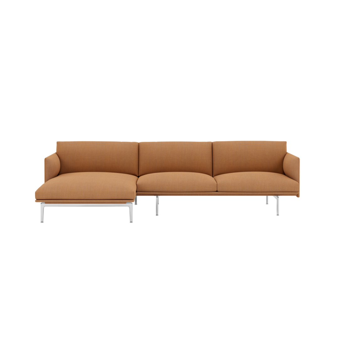 Outline Sofa - 3 Seater Chaise Lounge, Left, Aluminum Base