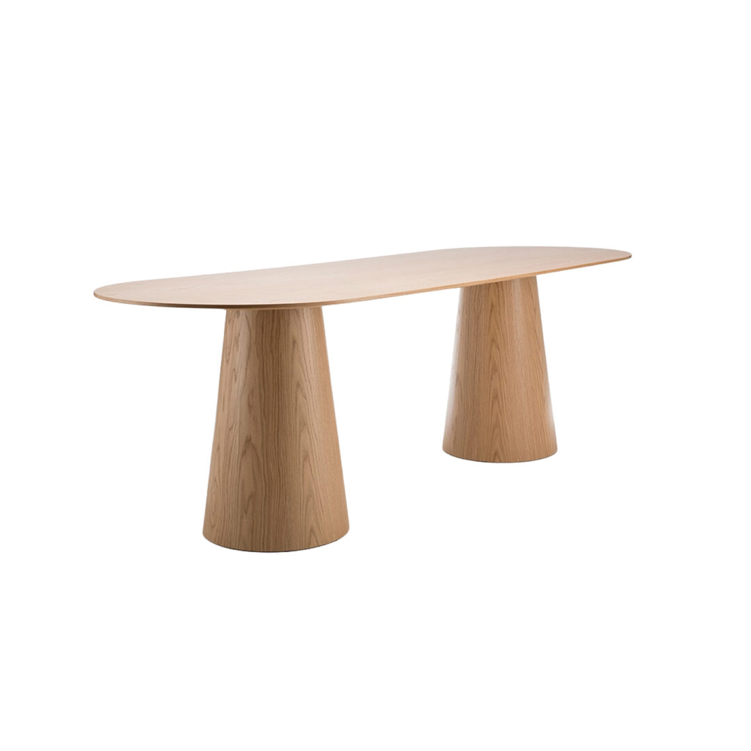 Liqueur Elliptical Bar Table with Twin Pedestal Bases