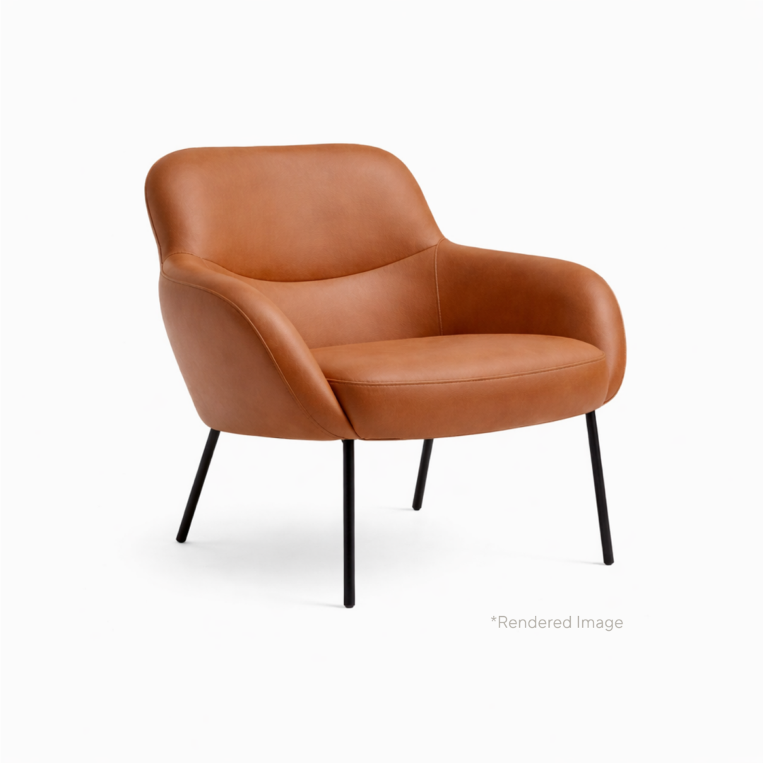 Apparel Low Back Chair, Black Powdercoat, Tan Vinyl