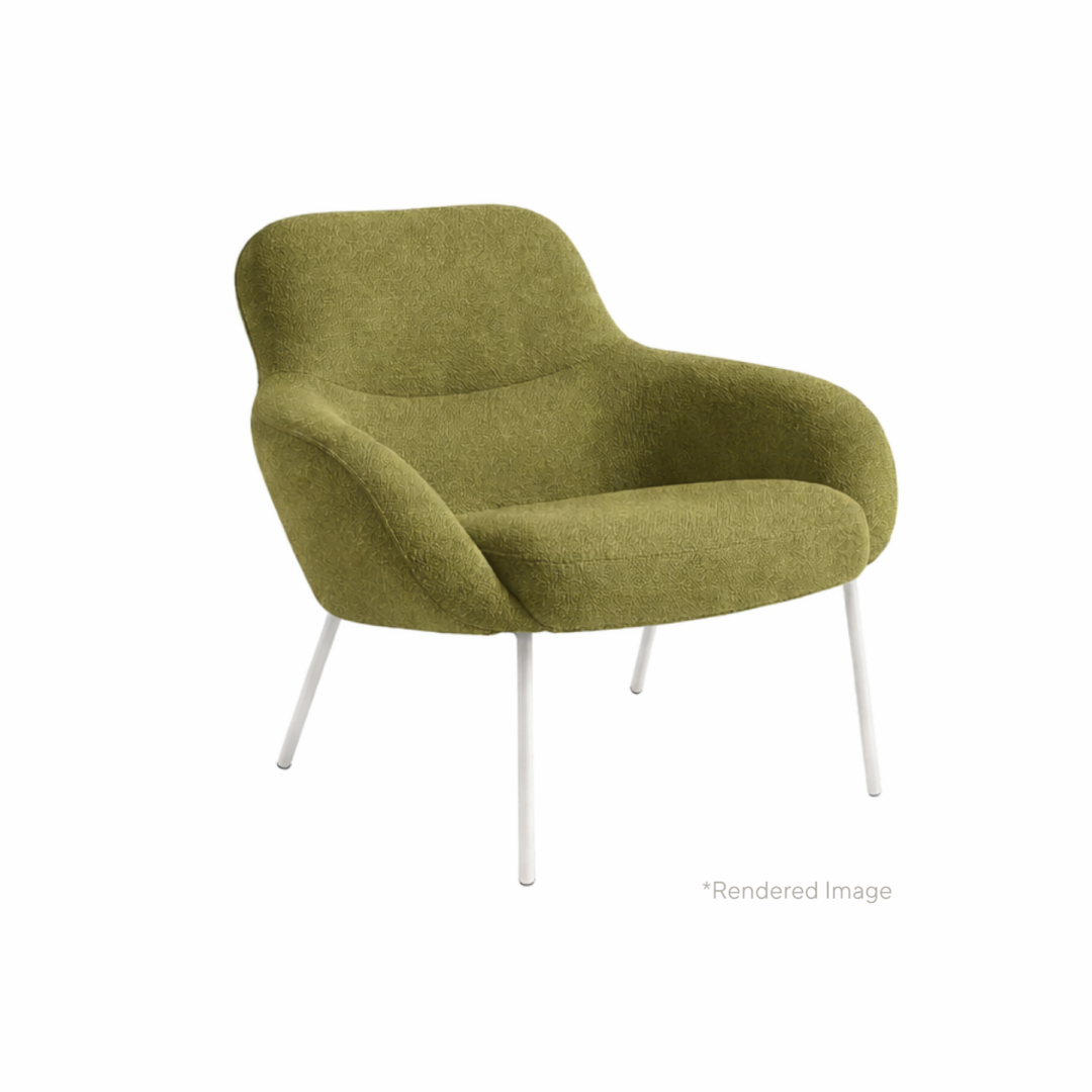 Apparel Low Back Chair, White Powdercoat, Olive Green Fabric
