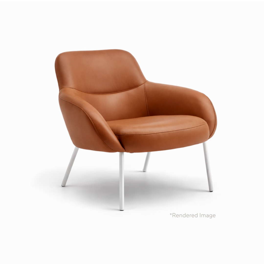 Apparel Low Back Chair, White Powdercoat, Tan Vinyl