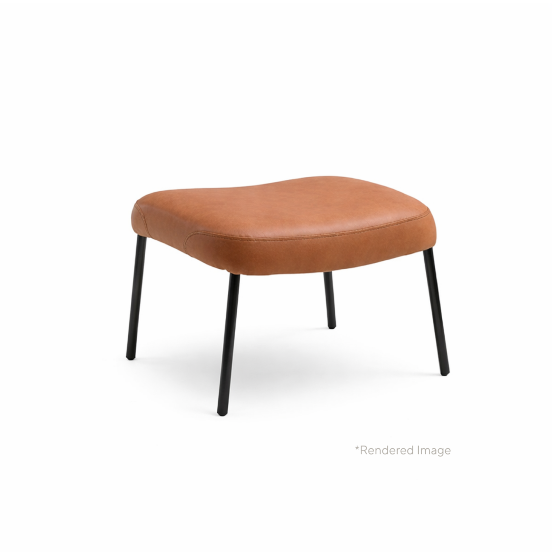 Apparel Ottoman, Black Powdercoat, Tan Vinyl