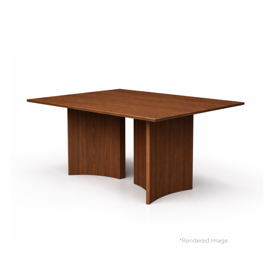 Crevasse Rectangular Dining Table with Twin Pedestal Bases, 1800 x 1300 x 730mm H, American Walnut Top-Natural