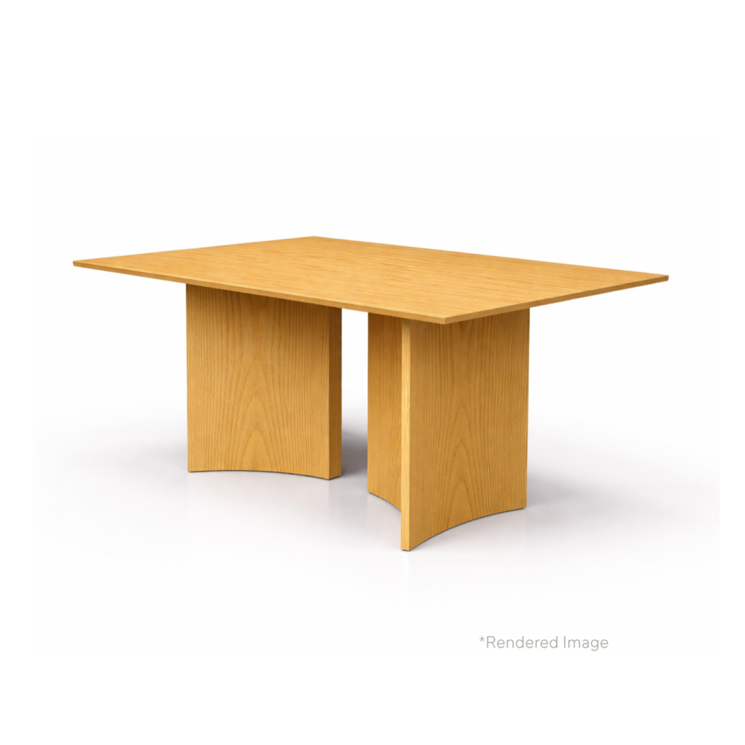 Crevasse Rectangular Dining Table with Twin Pedestal Bases, 2100 x 1300 x 730mm H, American Oak Top-Natural