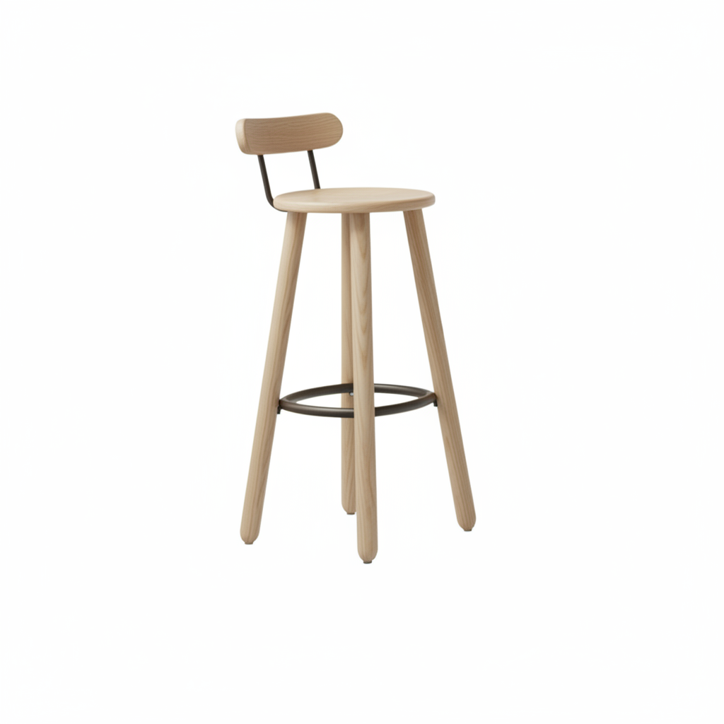 Okidoki-4-Leg-High-Stool-Backrest-Natural-Ash-Timber-Black