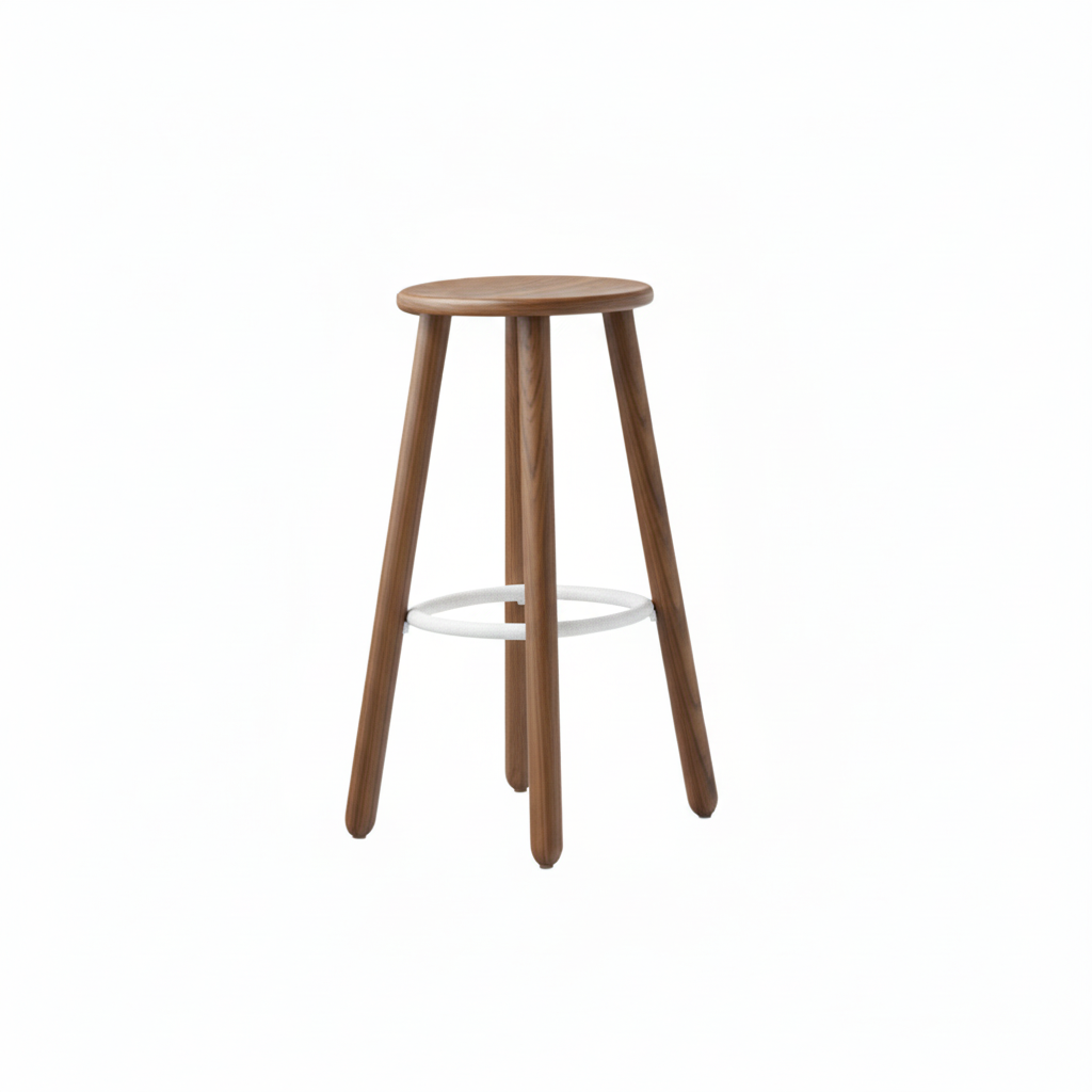 Okidoki-4-Leg-High-Stool-Footring-Stained-Walnut-Timber-Blanc