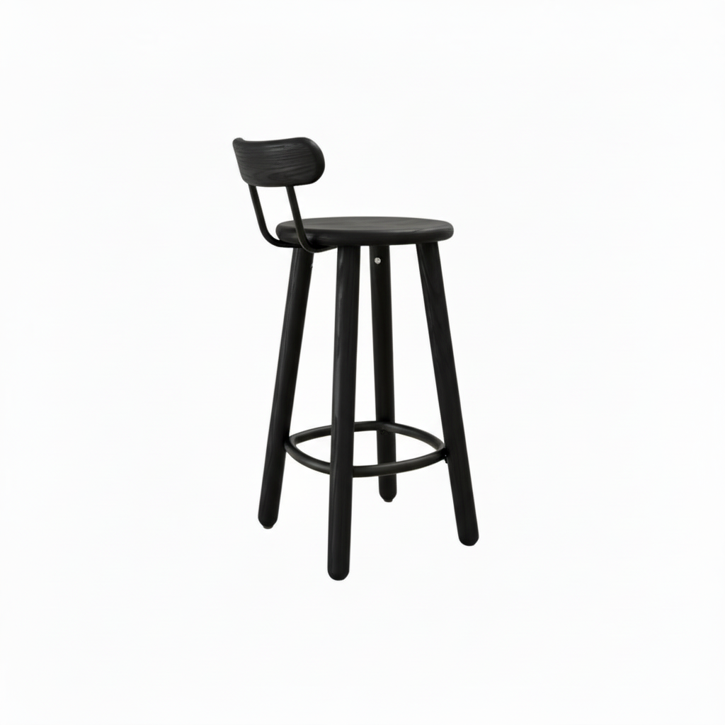 Okidoki-4-Leg-Mid-Stool-Backrest-Black-Painted-Timber-Black