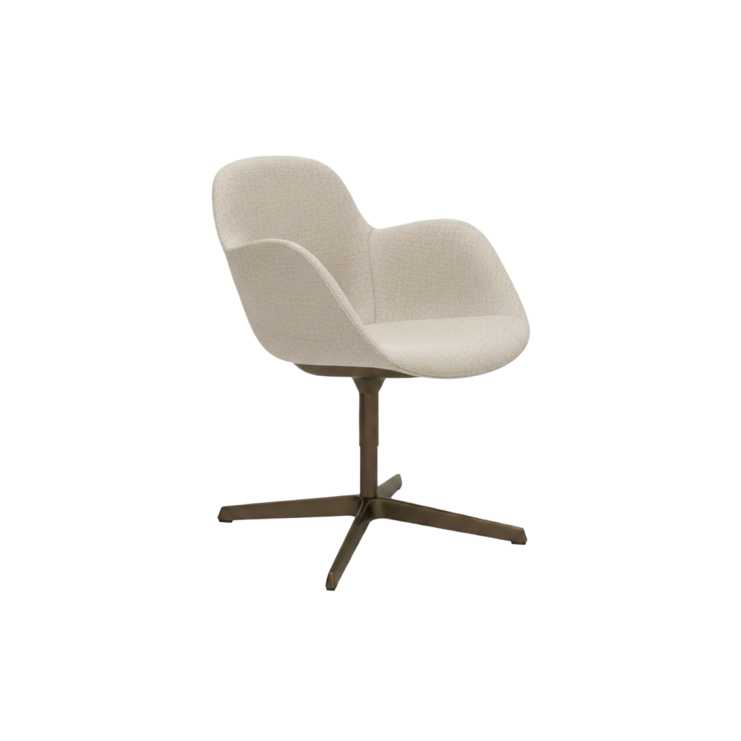 Sheru-Armchair-4-Star-Swivel-Matt-Bronze-Base-with-Stardust-Fabric-Formal-Upholstery