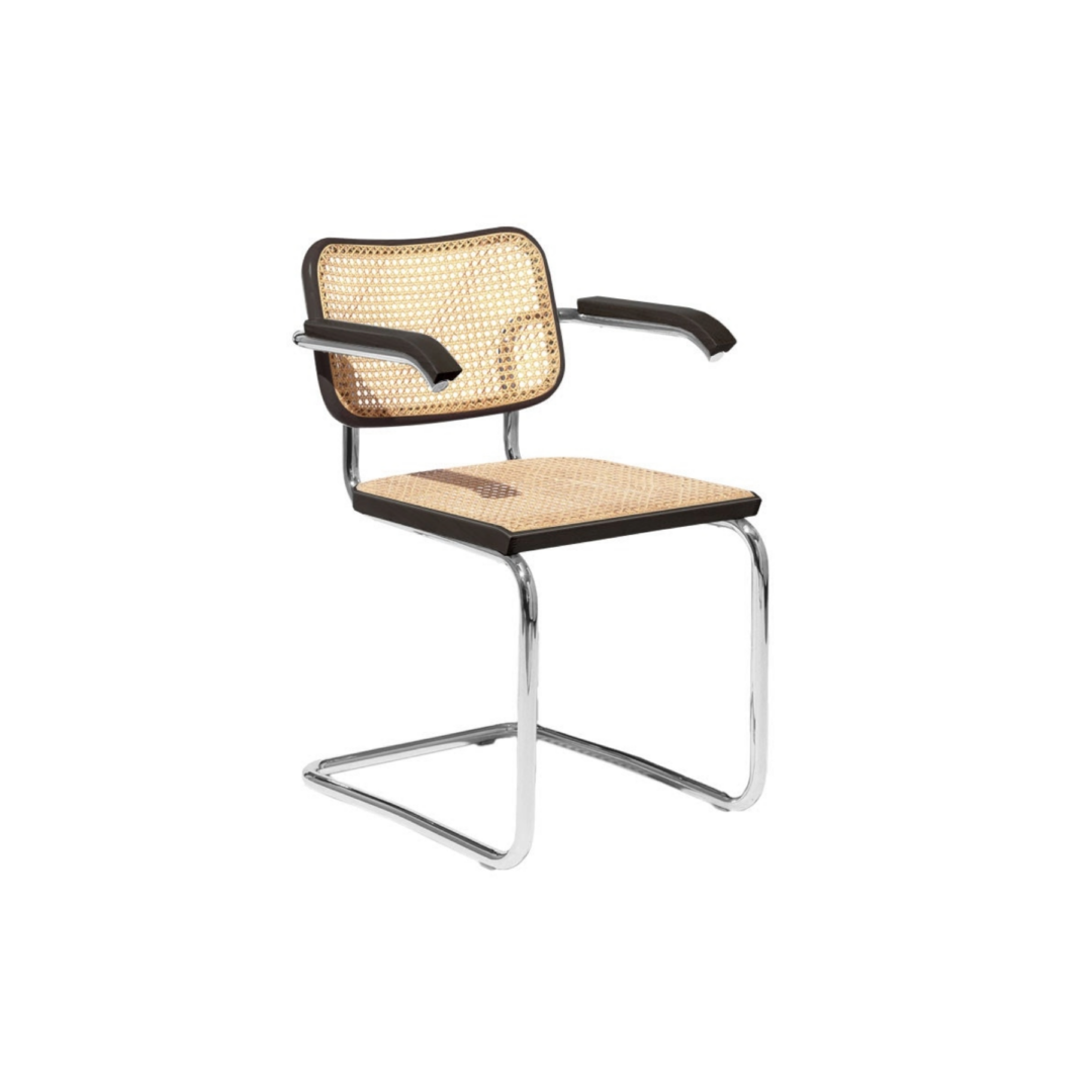 Cesca-Chair-with-Arms-Chrome-Ebonized-Beech