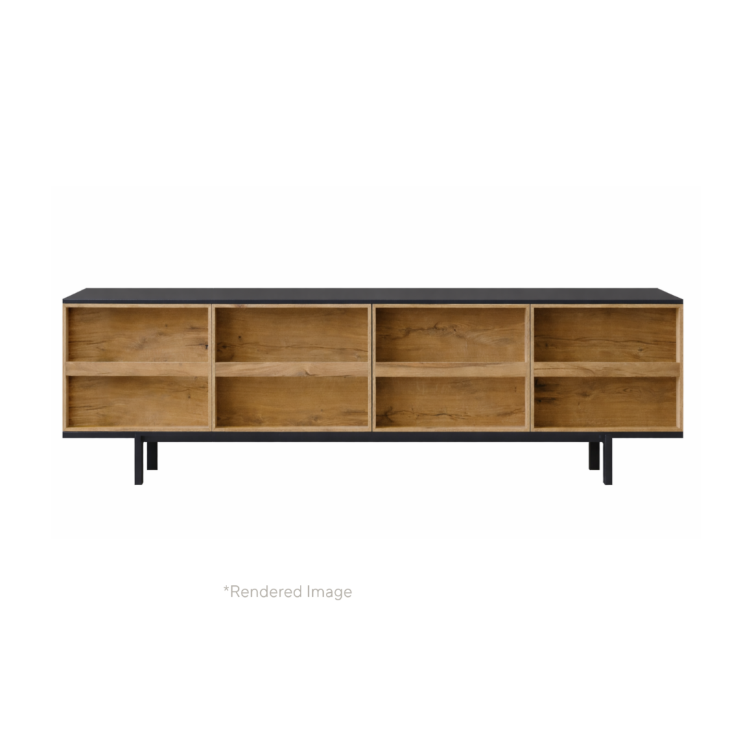 Ramblas-Sideboard-Lacquered-Antracite-with-Vintage-Oak-Wood-Doors